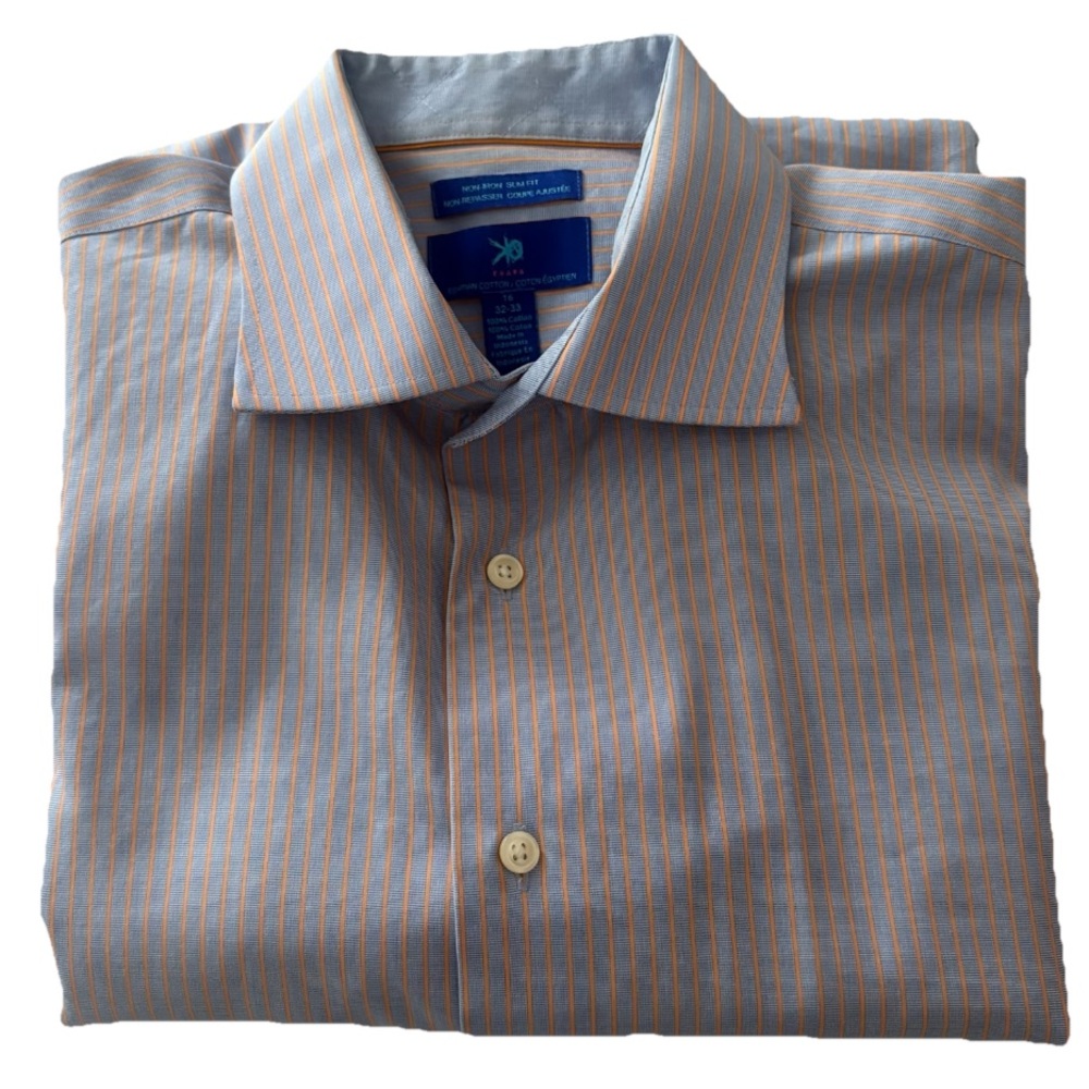 Men's Striped Blue and Orange Shirt Egyptian Cotton